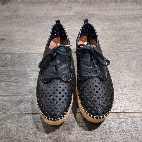 Steve Madden Shadow Laceup Leather Espadrilles 2" Plateform Star Cutout Summer - Picture 13 of 14